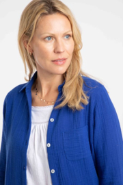 Weird Fish Suria Double Cloth Shirt - Mazarine Blue