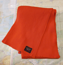 Paul & Shark Wool Scarf with Iconic Badge - Rusty Orange