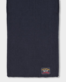 Paul & Shark Wool Scarf with Iconic Badge - Navy Blue