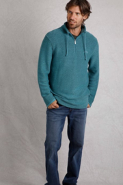 Weird Fish Cruiser 1/4 Zip Eco Macaroni Sweatshirt - Deep Teal