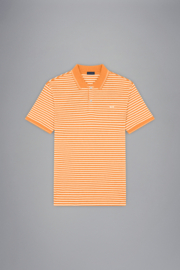 Paul & Shark Cotton Piqué Striped Poloshirt with Shark Badge - orange