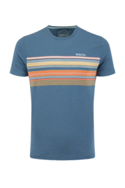 Weird Fish Cody Printed Stripe T-Shirt - Washed Blue