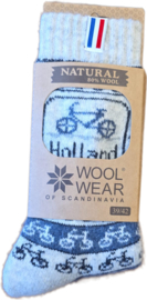 Woolwear Noorse sokken Fietsen Nederlandse vlag - Ecru