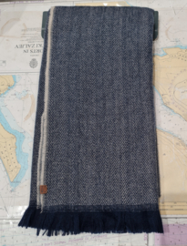 Weird Fish Brondby Eco Brushed Herringbone Scarf - Navy