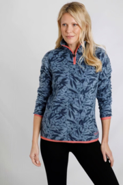 Weird Fish Reena 1/4 Zip Printed Micro Fleece - China Blue