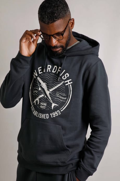 Weird Fish Jamie Branded Popover Sweatshirt Hoodie - Navy