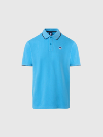 North Sails Polo SS Collar W/Striped in Contrast - Azzurro