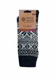 Noorse Wollen Sokken (60% worsted wool) - Grey/Ecru