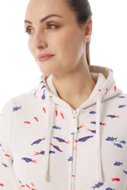 Mousqueton Traou Morgan Chouin Hoody Sweater met rits - Ecru Chine