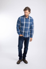 Weird Fish Lando Long Sleeve Check Shirt - Bright Navy