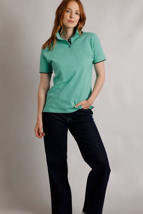 Weird Fish Pammie Polo Shirt - Aqua Marine