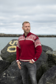 Arctic Circle Noorse Sweater - 100% merino wol -  deep red
