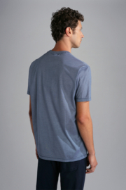 Paul & Shark Cotton Jersey T-Shirt with Shark Badge - Striped Blue