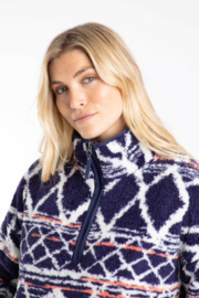 Weird Fish Pikard Printed Plush Qtr Zip Fleece - Navy