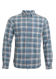 Weird Fish Whitaker Jersey Lined Check Shirt - Pale Denim