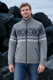 Norwool Noors Vest met Rits  - 100% pure nieuwe wol - grijs