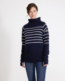 Holebrook Martina WP Gebreide winddichte trui van wolmix - Navy/Off White