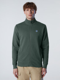North Sails Full Zip Sweatshirt with Logo- Military Green
