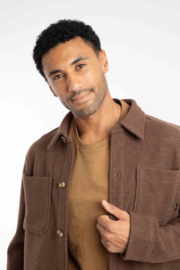 Weird Fish Charles Plain Over Shirt - Mocha