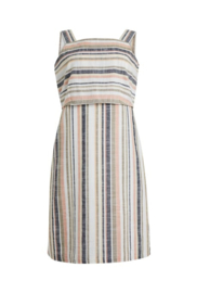 Weird Fish Nat Organic Cotton Striped Woven Dress - Ecru