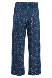 Weird Fish Tresco Eco Viscose Printed Cropped Trouser - Majolica Blue