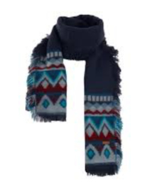 Weird Fish Meera Jacquard Knit Scarf - Navy