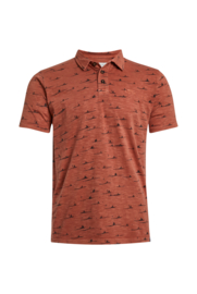 Weird Fish Marmont Organic Garment Dyed Printed Polo - Baked Clay