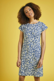 Weird Fish Tallahassee Oganic Printed Jersey Dress - Ensign Blue SS22