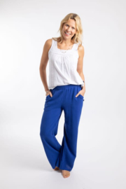Weird Fish Zelaya Double Cloth Wide Leg Trousers - Mazarine Blue