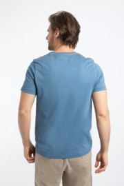 Weird Fish Cody Printed Stripe T-Shirt - Washed Blue