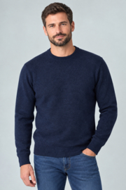 Emerald Style wollen trui met ronde hals uit 100% nieuwe lamswol - Navy Night