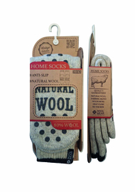 Woolwear wollen eskimo huissokken 80% met antislipzool - Ecru