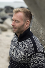 Norwool Noors Vest met Rits  - 100% pure nieuwe wol - donkerblauw (mens-fit)