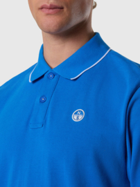 North Sails Polo Short Sleeve Collar w/Striped in Contrast - Palace Blue