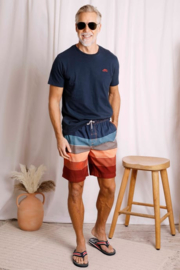 Weird Fish Lucknow Striped Board Shorts - Mango