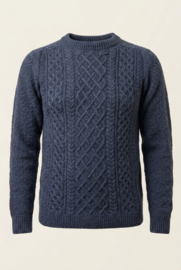 Emerald FÖGLÖ Cable Fisherman Sweater - Mid Indigo