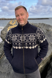 Norwool Noors Vest met Rits  - 100% pure nieuwe wol - blauw
