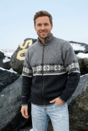 Norwool Noors Vest met rits - 100% pure nieuwe wol - donker/lichtgrijs (uniseks)