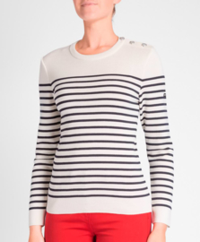 Saint James Sweater Round Neck Maree II R Wool - Ecume/Navy