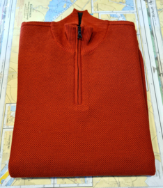 Paul & Shark Wool FZ Sweater with Iconic Badge - Rusty Orange