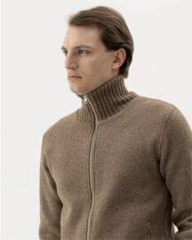 Holebrook Måns Zip WP Gebreide Windstopper trui van wolmix - Walnut