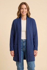 Emerald Myre Wool CARDIGAN lang 100% wollen vest - Blue