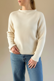 Emerald JURMO 100% wollen trui met ronde hals - woolwhite