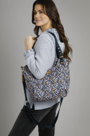 Weird Fish Hollington Printed Canvas Shoulder Bag - Dark Navy