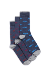 Weird Fish RONAN Eco Branded Socks 3 Pack - Navy SS22