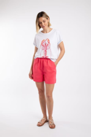 Weird Fish Jardin Cotton Twill Shorts - Flamingo