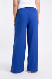 Weird Fish Zelaya Double Cloth Wide Leg Trousers - Mazarine Blue