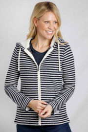 Weird Fish Fisher Eco Full Zip Stripe Hooded Macaroni - Ecru/Navy