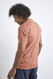 Weird Fish Marmont Organic Garment Dyed Printed Polo - Baked Clay