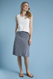 Weird Fish Malmo Organic Printed Jersey Skirt - Navy SS22